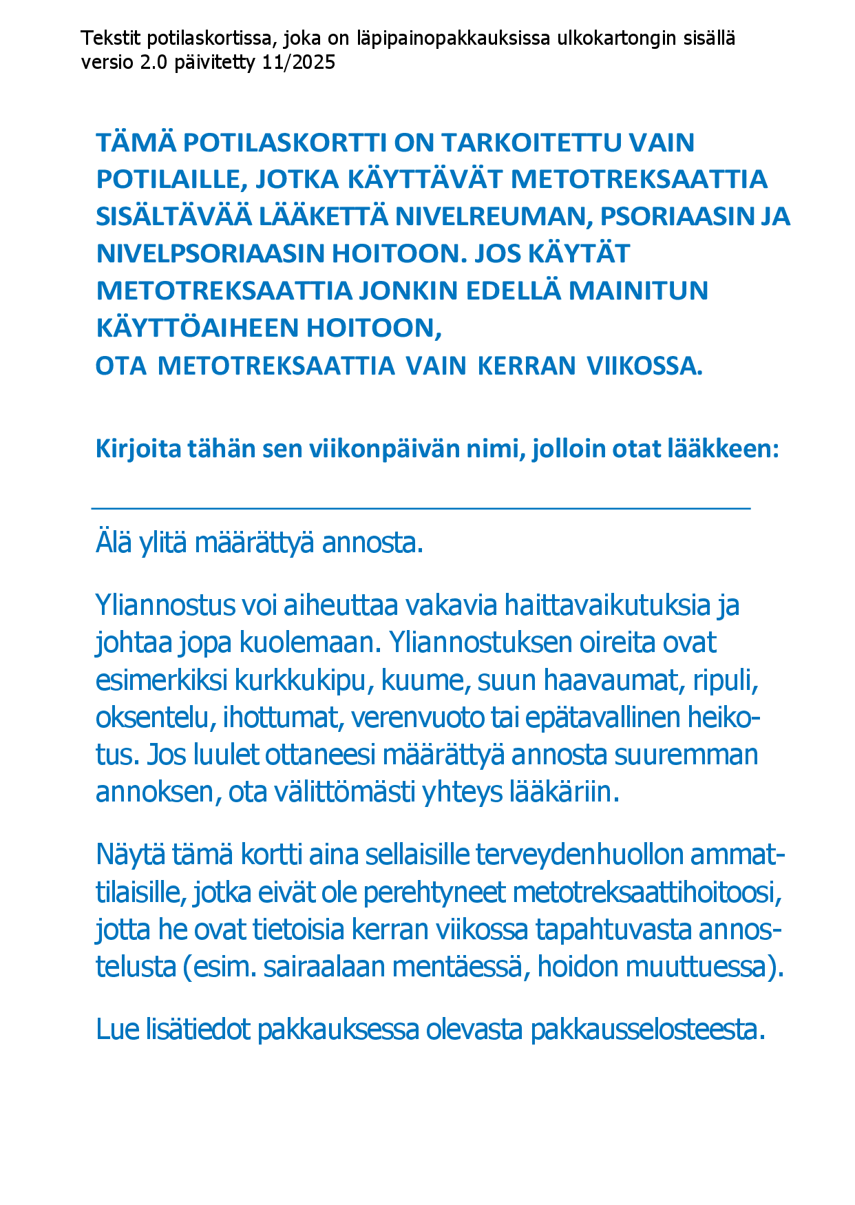 Potilaskortti / Patientkort