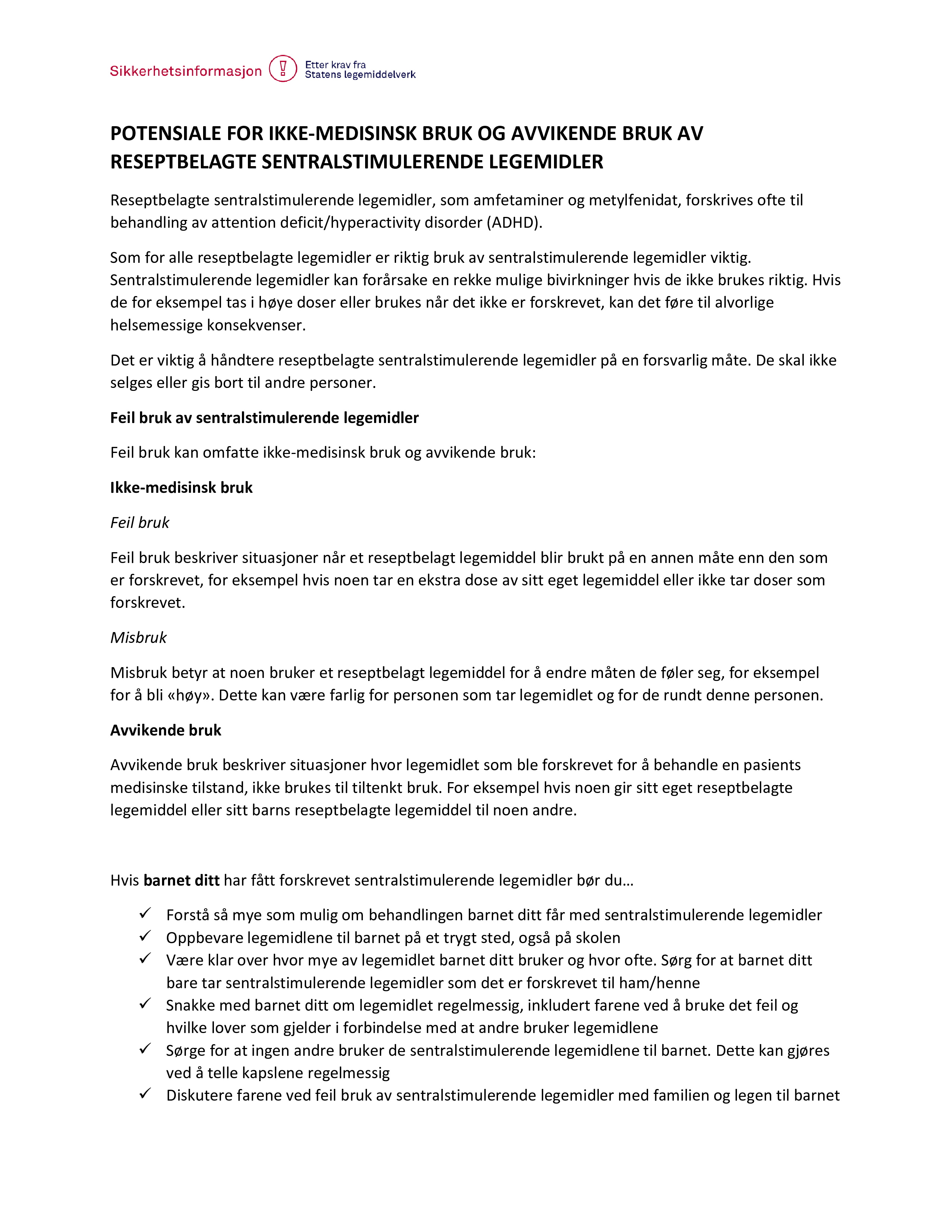 Veiledning for omsorgsperson